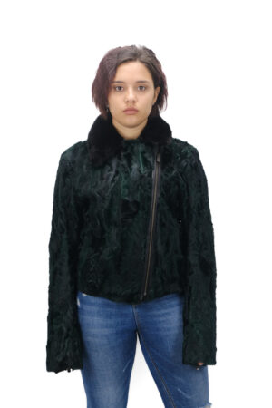 Fur shearling cardigan with mink collar, side zip closure, the ultimate winter trend -0082