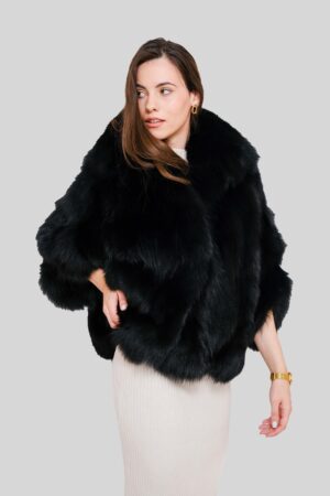 Fox fur cape in black color -346