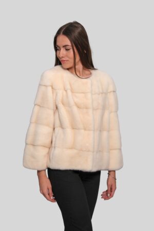 Velvet mink fur jacket  in pearl color -381