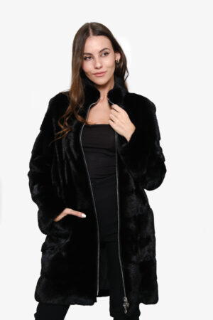 Mink fur jacket in black color -245