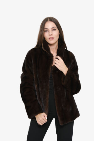 Mink fur jacket in mahogany color -258