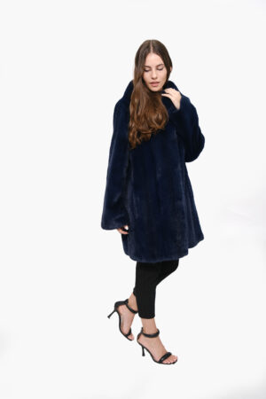 Mink fur jacket in navy blue color -243