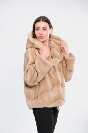 Velvet mink fur jacket in palomino color -410
