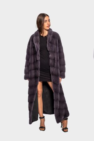 Velvet mink fur coat in graphite color -423