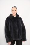 Mink furs jacket in gun metal color -211