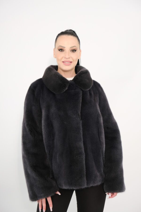 Mink furs jacket in gun metal color -211