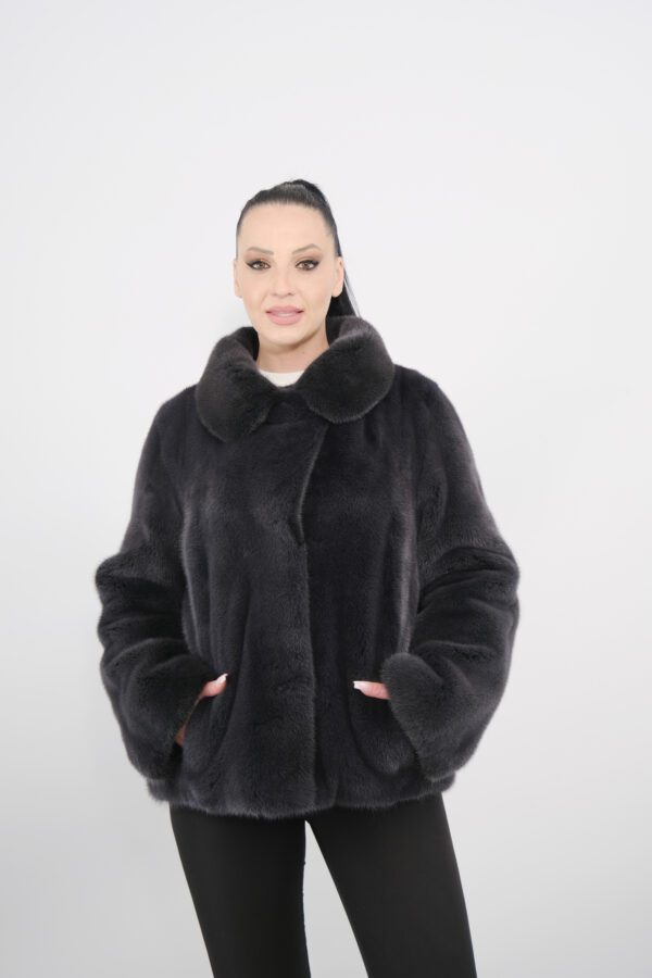 Mink furs jacket in gun metal color -211