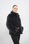 Mink furs jacket in gun metal color -211