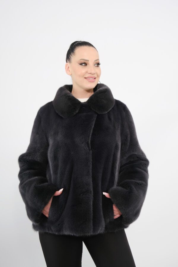 Mink furs jacket in gun metal color -211