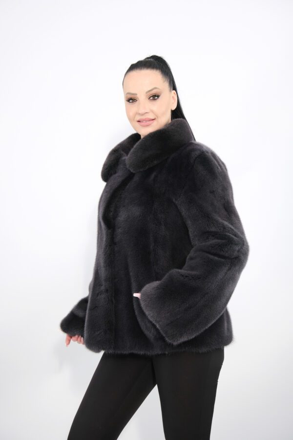 Mink furs jacket in gun metal color -211