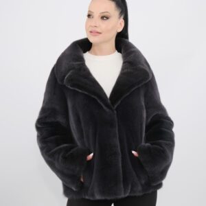 Mink furs jacket in gun metal color -211