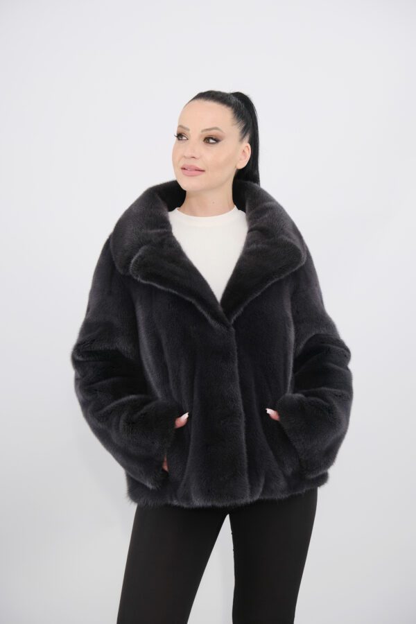 Mink furs jacket in gun metal color -211