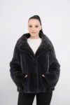 Mink furs jacket in gun metal color -211
