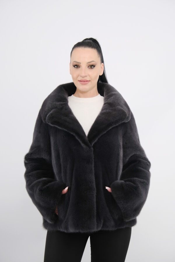 Mink furs jacket in gun metal color -211