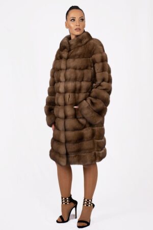 Women Luxury Natural Sable Fur Coat – Handmade Real Russian Fur