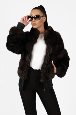 Luxury Natural Sable Fur Jacket – Women’s Handmade Real Russian Sable Bomber