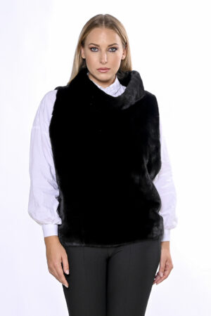 Mink fur vest in black color -150