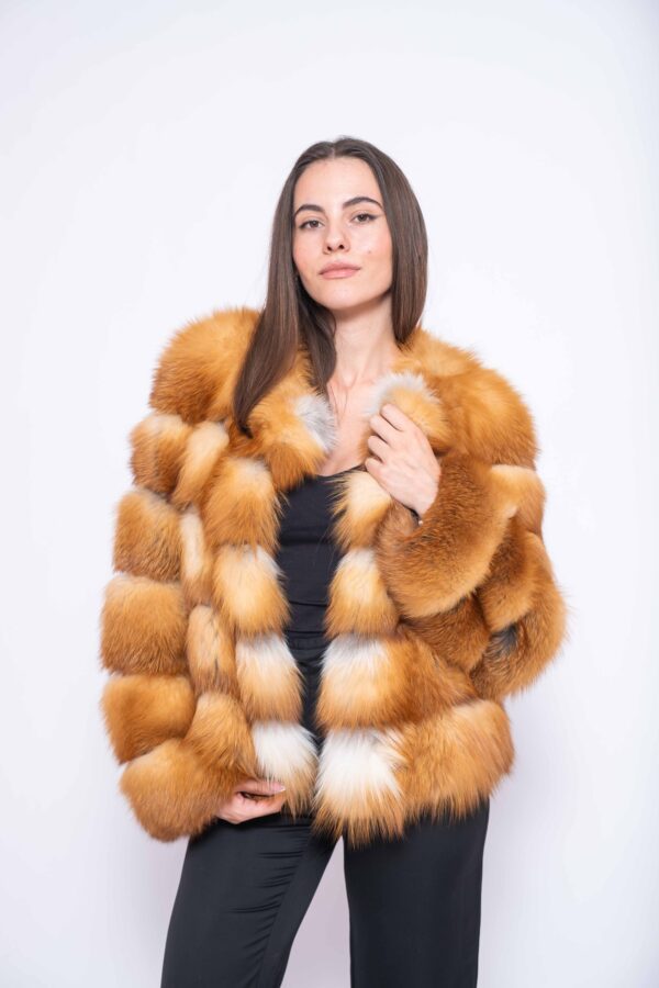 Orange Fox Fur Jacket – Sophisticated Winter Look