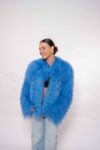 Handmade Blue Mongolian Fur Jacket – Soft Real Fur Luxury