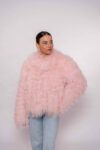Handmade Pink Mongolian Fur Jacket – Soft Real Fur Luxury