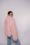 Handmade Pink Mongolian Fur Jacket – Soft Real Fur Luxury