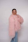 Handmade Pink Mongolian Fur Jacket – Soft Real Fur Luxury