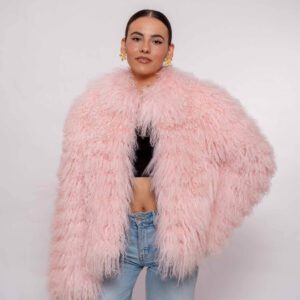 Handmade Pink Mongolian Fur Jacket – Soft Real Fur Luxury