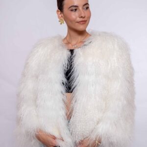 Exclusive Handmade White Mongolian Fur Jacket – Authentic Fur