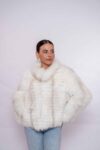 Handmade Real White Fox Fur Jacket -Authentic Natural Fur Luxury