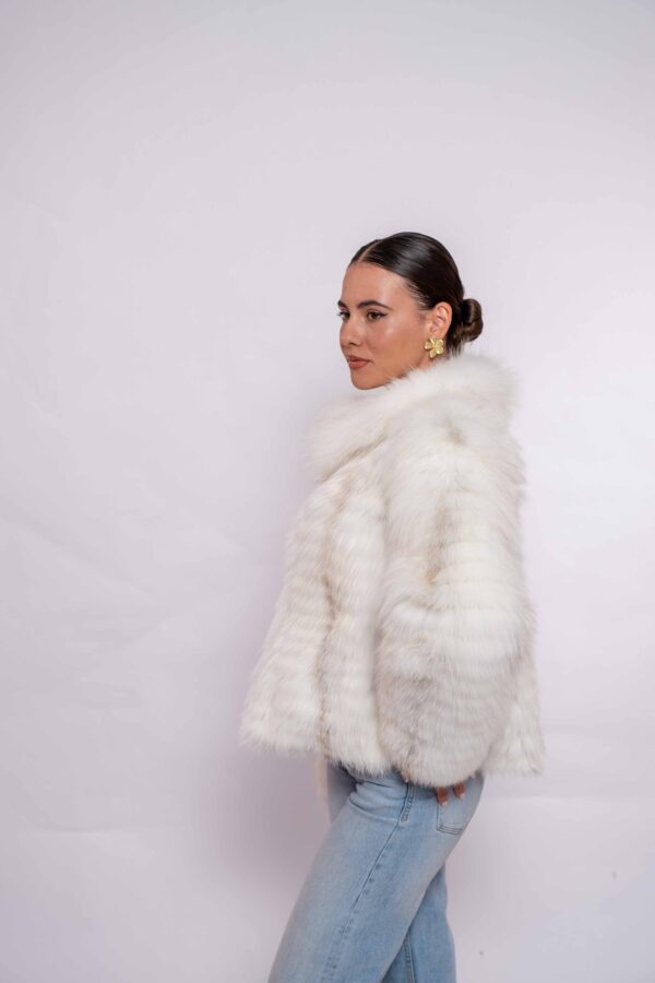 Handmade Real White Fox Fur Jacket -Authentic Natural Fur Luxury