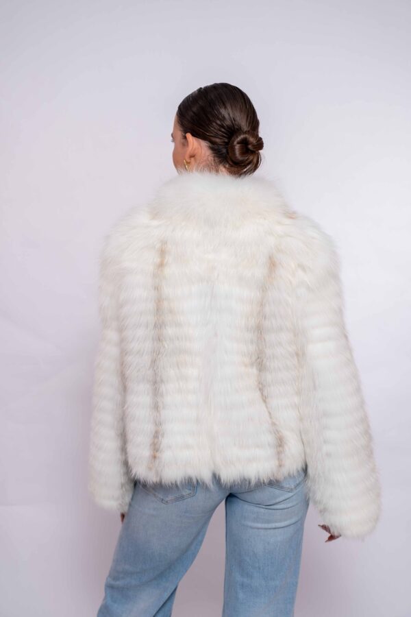 Handmade Real White Fox Fur Jacket -Authentic Natural Fur Luxury