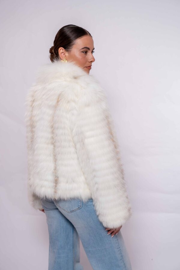 Handmade Real White Fox Fur Jacket -Authentic Natural Fur Luxury