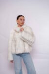 Handmade Real White Fox Fur Jacket -Authentic Natural Fur Luxury
