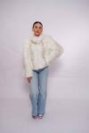 Handmade Real White Fox Fur Jacket -Authentic Natural Fur Luxury