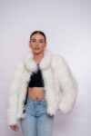 Handmade Real White Fox Fur Jacket -Authentic Natural Fur Luxury