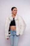 Handmade Real White Fox Fur Jacket -Authentic Natural Fur Luxury