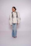 Premium Platinum Fox Fur Jacket – Genuine Handmade Luxury
