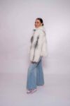 Premium Platinum Fox Fur Jacket – Genuine Handmade Luxury