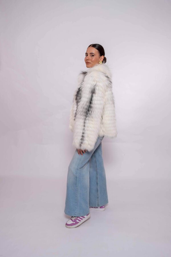 Premium Platinum Fox Fur Jacket – Genuine Handmade Luxury