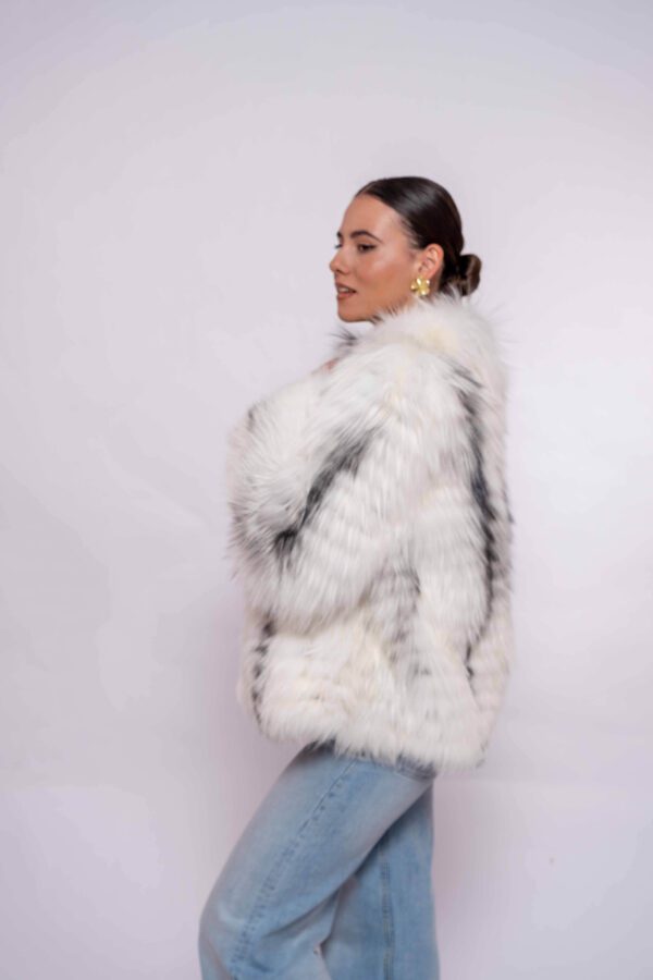 Premium Platinum Fox Fur Jacket – Genuine Handmade Luxury