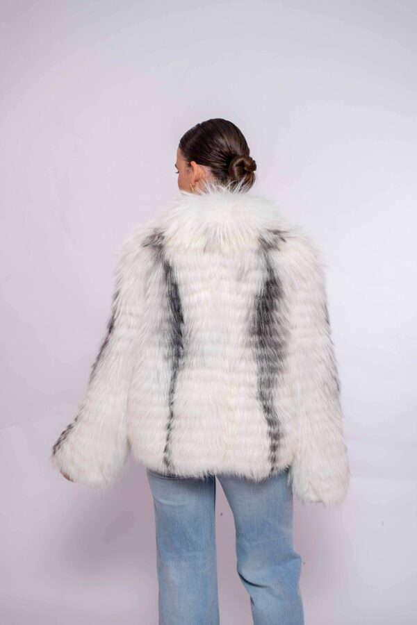 Premium Platinum Fox Fur Jacket – Genuine Handmade Luxury