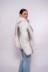 Premium Platinum Fox Fur Jacket – Genuine Handmade Luxury