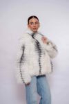 Premium Platinum Fox Fur Jacket – Genuine Handmade Luxury