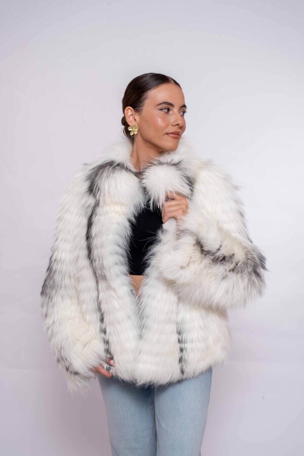 Premium Platinum Fox Fur Jacket – Genuine Handmade Luxury