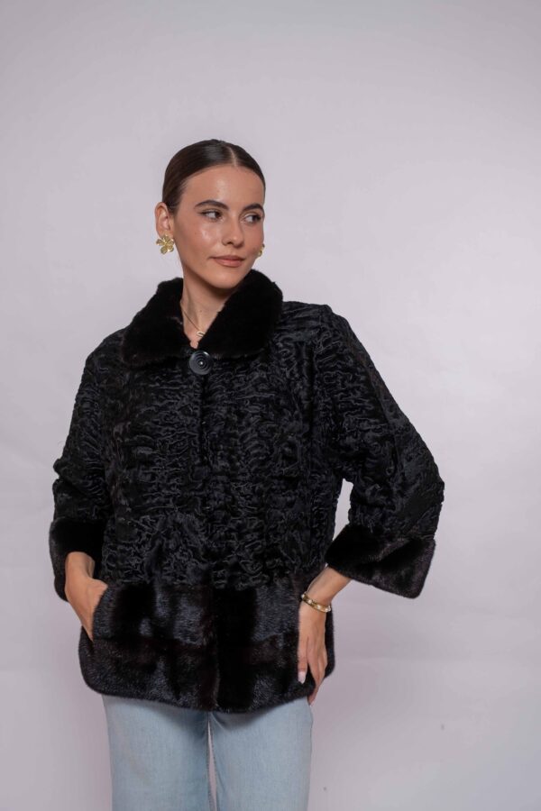Real Black Swakara Fur Jacket – High-End Handmade Fashion