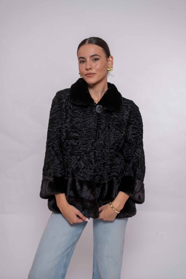 Real Black Swakara Fur Jacket – High-End Handmade Fashion