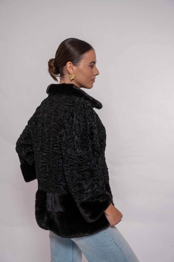 Real Black Swakara Fur Jacket – High-End Handmade Fashion