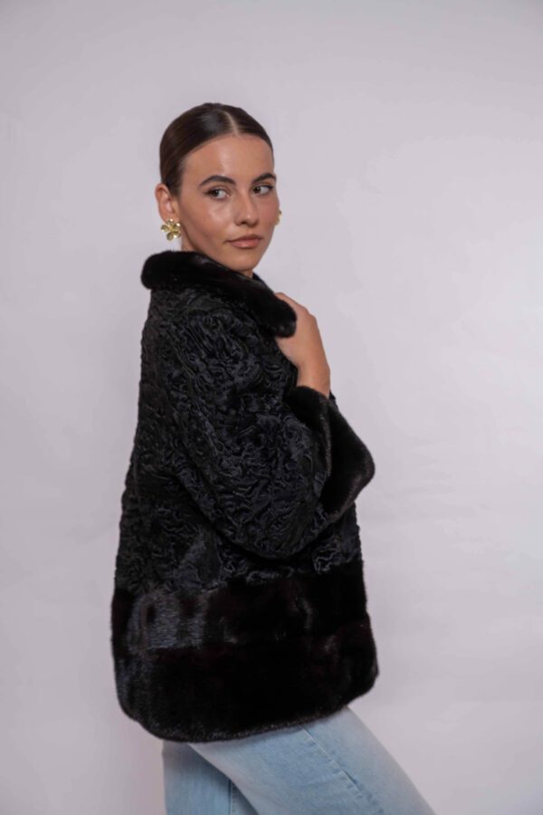 Real Black Swakara Fur Jacket – High-End Handmade Fashion