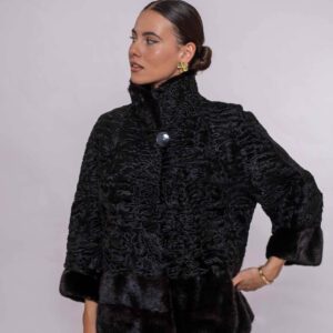 Real Black Swakara Fur Jacket – High-End Handmade Fashion