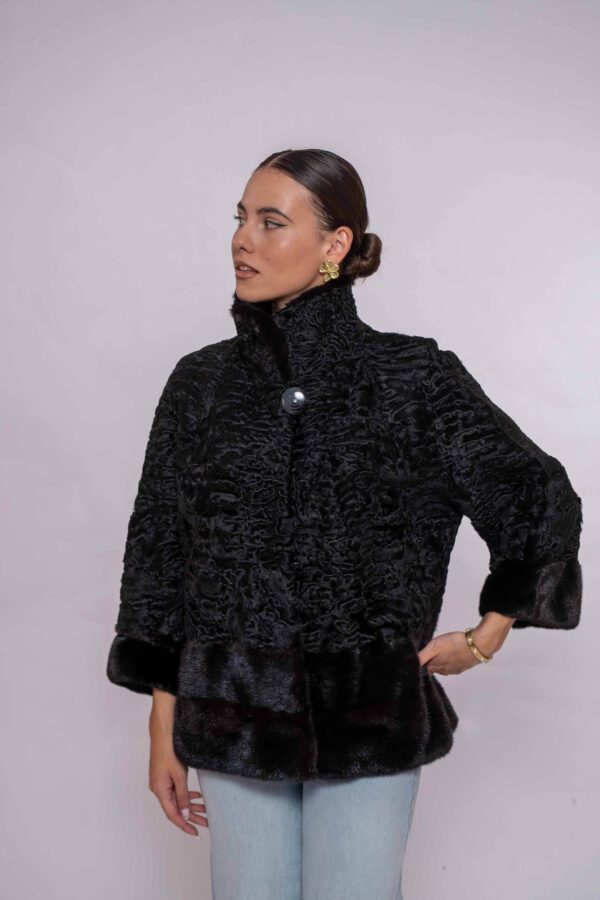 Real Black Swakara Fur Jacket – High-End Handmade Fashion